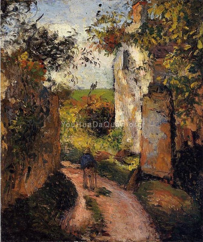 A Peasant in the Lane at l'Hermitage, Pontoise - 卡米耶·毕沙罗